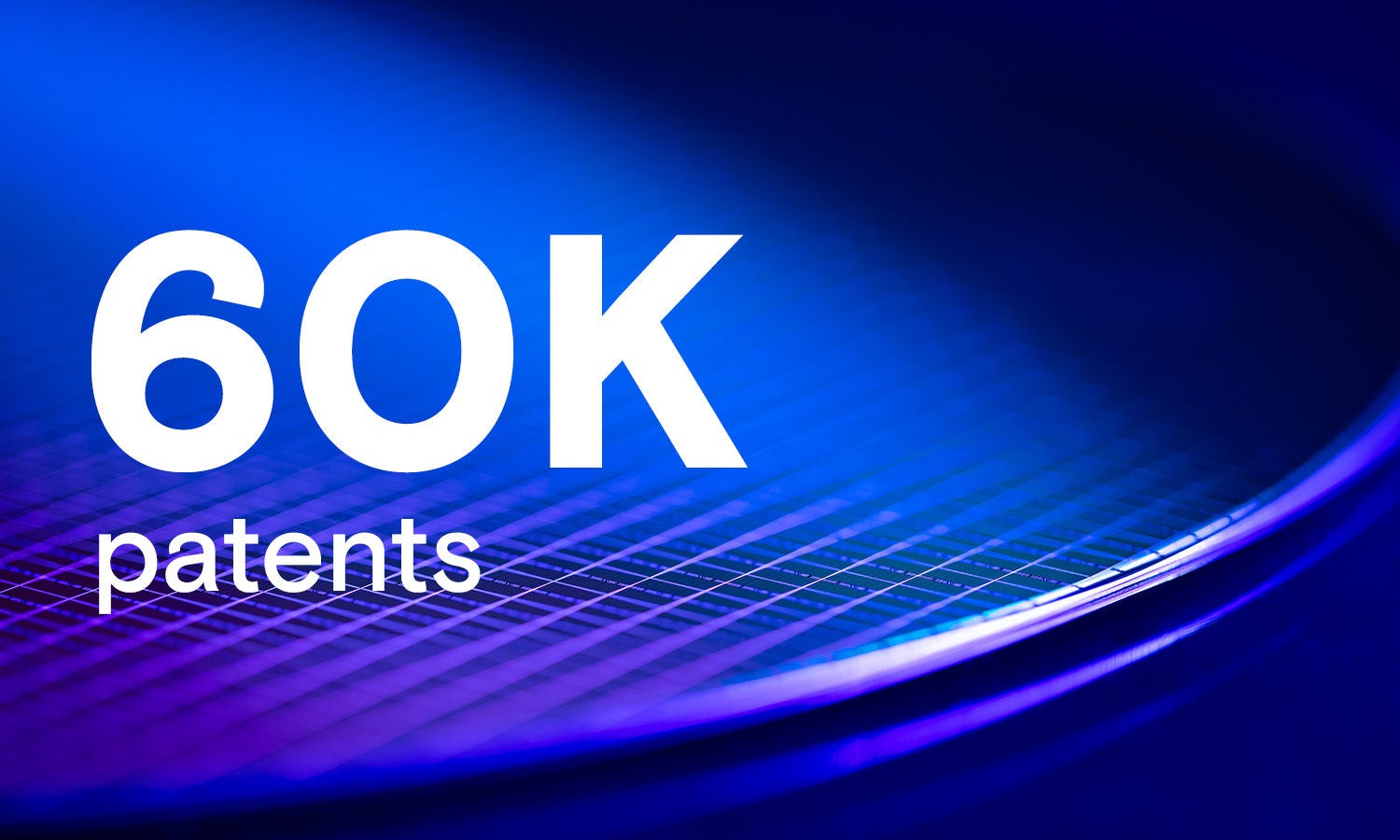 a wafer with blue and purple gradient background and bold text ‘60K patents'
